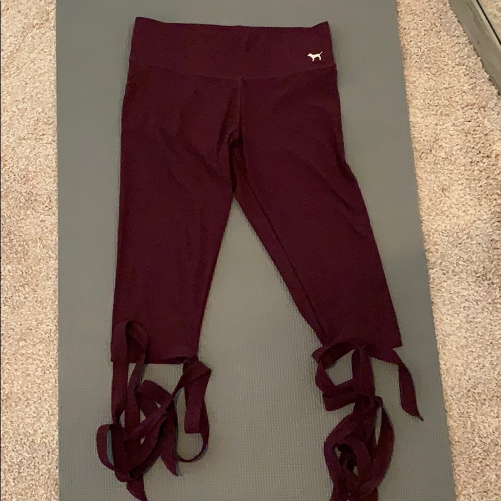 maroon PINK victoria secret yoga leggings